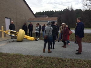 CRC Staff with tour guide Blake Clark outside the Morris Marine Lab learning about the monitoring equipment used by Horn Point Lab researchers. Thank you for a great tour, Blake!