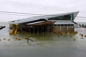 "The 9-foot freeboard of the seawater facility at VIMS' Eastern Shore Lab in Wachapreague kept it dry as designed during minor coastal flooding from Hurricane Sandy." (Source)