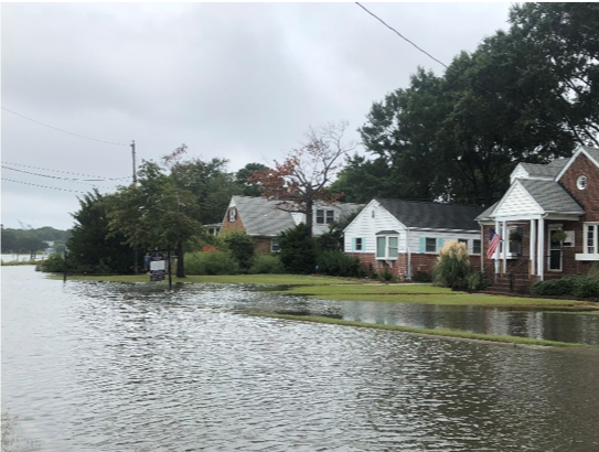 Flooding in Larchmont, Norfolk, VA.