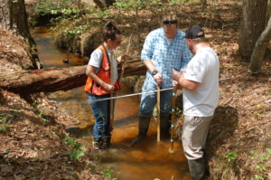 ODU graduate students using Wetbud in the field. 