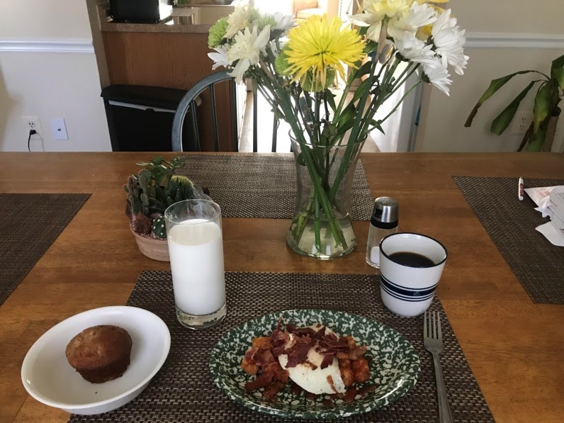 Picture of breakfast on a dining room table